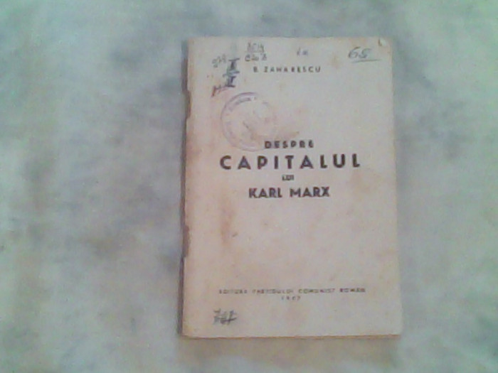 Despre capitalul lui Karl Marx-B.Zaharescu