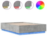 Cumpara ieftin Cadru de pat cu lumini LED gri beton 150x200 cm, lemn prelucrat