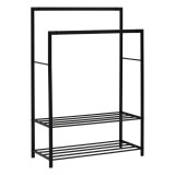 Suport haine 5Five Strongy cu bara dubla si roti, otel, 117x50x170 cm, negru Household NewTrend