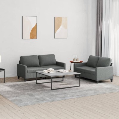 Gossi set de canapele cu perne, 2 piese, gri inchis, textil foto