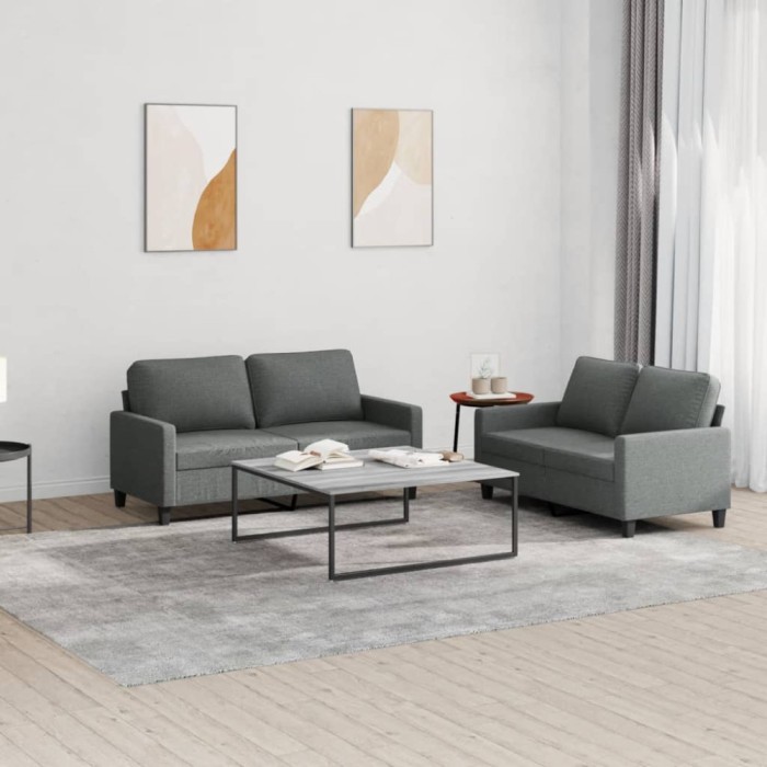 Gossi set de canapele cu perne, 2 piese, gri inchis, textil