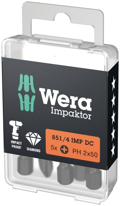 Bit 851/4 IMP, PH2x50mm, Wera 05057656001 HardWork ToolsRange