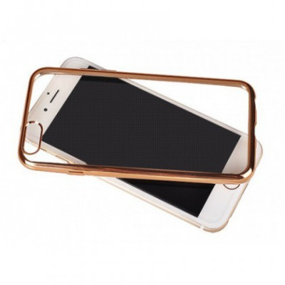 Husa Silicon Clear Apple iPhone 4/4S Gold foto