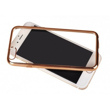 Husa Silicon Clear Apple iPhone 4/4S Gold