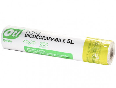 Pungi biodegradabile cf standard EN13432, 40x30 cm, 200 buc./rola, 5L foto