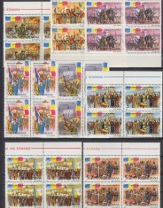 ROMANIA 1990 LP 1242 REVOLUTIA POPULARA DIN ROMANIA BLOCURI DE 4 TIMBRE MNH