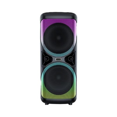 Boxa portabila cu lumini RGB, apel video, functie de telefon, lumina intermitenta LED, karaoke, acumulator, negru foto