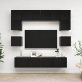 VidaXL Set dulapuri TV, 8 piese, negru, lemn prelucrat