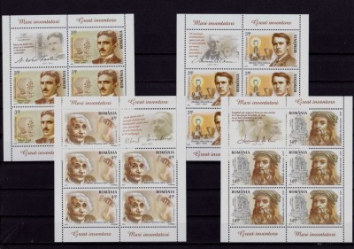 RO 2014 ,LP 2052b ,&amp;quot;Mari inventatori&amp;quot; - minicoli 5 marci+1 vinieta ,MNH foto
