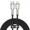 Cablu Date si Incarcare USB-C - Lightning Baseus Cafule Metal Series, 20W, 2m, Negru CATLJK-B01, Apple