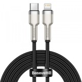 Cablu Date si Incarcare USB-C - Lightning Baseus Cafule Metal Series, 20W, 2m, Negru CATLJK-B01, Apple