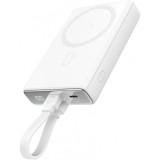Baterie Externa Wireless Joyroom JR-PBM01, 10000mAh, 20W, QC + PD + FQI, 1 x Lightning - 1 x QI - 1 x USB-C, Alba