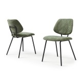 Set 2 scaune dining K&ouml;ma verzi &icirc;nchis, tapitate, cadru metalic