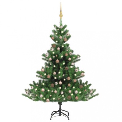 Pom de Crăciun artificial brad Nordmann LED&amp;amp;globuri verde 240cm foto