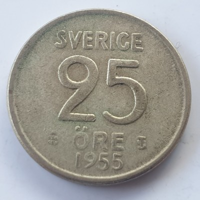 Suedia 25 &amp;ouml;re 1955 argint foto