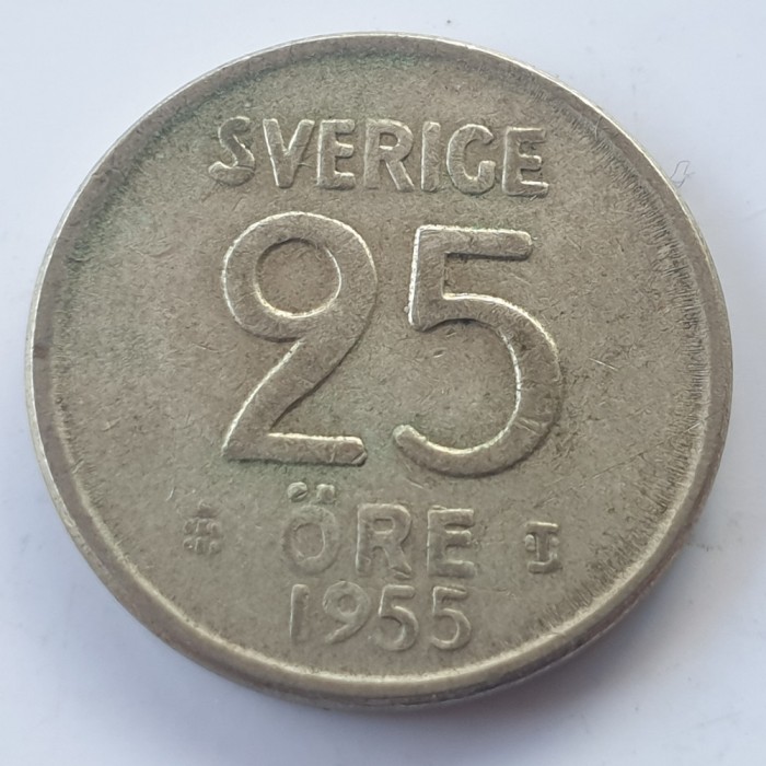 Suedia 25 &ouml;re 1955 argint