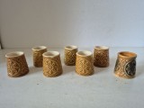 Lot 7 Pahare Țuică / Tărie Vintage Faianță Faimar Baia Mare (Anii 80) &ndash; Model Floral