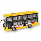 Autobuz supraetajat cu sunete, lumini si functie usi deschise 28 cm galben