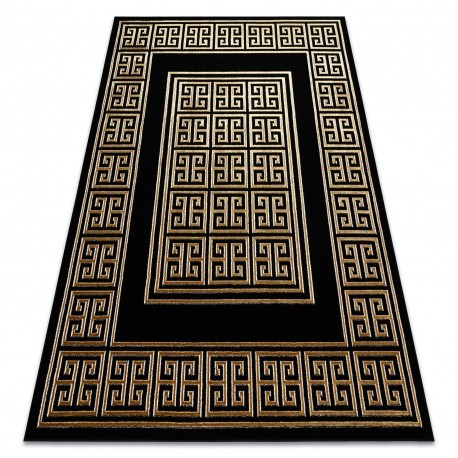 Covor ALLURE 1968 Cheie greacă, cadru - Structural, elegant, glamour negru / aur , 200x290 cm