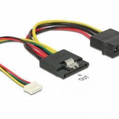 Cablu de alimentare SATA 15 pini la Molex 4 pini + 4 pini pitch 2.0, Delock 85673