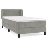 Cumpara ieftin Pat continental cu saltea, gri deschis, 80x200 cm, catifea