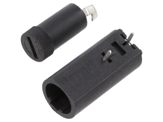 Clemă siguranțe cilindrice THT 5x20mm 10A neagră