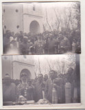 Bnk foto - 2 poze sfintire biserica Costieni 1956 - patriarhul Justinian Marina, Alb-Negru, Romania de la 1950, Portrete