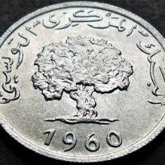 Moneda exotica 5 MILLIEMES - TUNISIA, anul 1960 * cod 2901 B = A.UNC