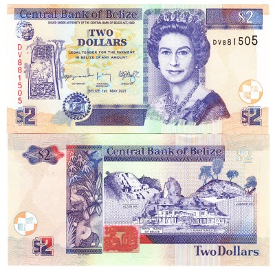 Belize 2 Dolari 2021 P-66 UNC foto
