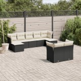 VidaXL Set mobilier de grădină cu perne, 9 piese, negru, poliratan 3218306