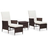 Cumpara ieftin Set mobilier relaxare gradina cu perne 3 piese maro poliratan