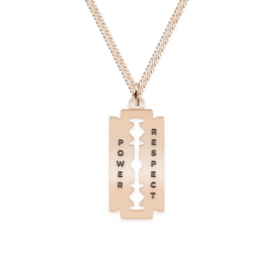 Louis - Colier personalizat dog tag si lama decupata din argint 925 placat cu aur roz foto