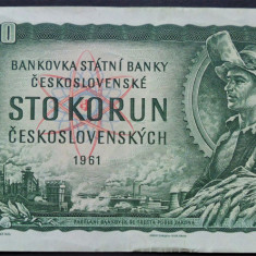 Bancnota 100 KORUN / COROANE - RS CEHOSLOVACIA, anul 1961 * Cod 20 = excelenta