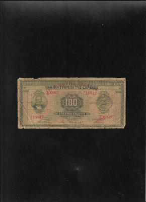 Grecia 100 drahme drachmai 1927 seria518817 uzata foto