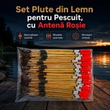 Set Plute din Lemn pentru Pescuit, cu Antenă Roșie