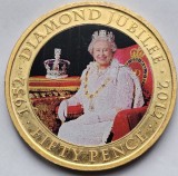 50 pence 2011 Jersey, Elizabeth II Diamond Jubilee, km#239, 38,61 mm. Capsula