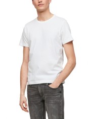 Tricou barbati cu decolteu la baza gatului din bumbac cu logo, Alb (Marime: M) foto