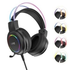 Casti Gaming cu fir, LED RGB, Negru, Microfon Reglabil, CMCLASS
