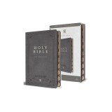 KJV Holy Bible, Giant Print Thinline Large Format, Gray Premium Imitation Leathe R with Ribbon Marker, Red Letter, and Thumb Index