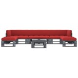 Cumpara ieftin Set mobilier din paleti cu perne, 6 piese, gri, lemn pin tratat