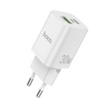 Incarcator Retea USB HOCO N13 Bright, Quick Charge, 30W, 1 X USB - 1 X USB Tip-C, Alb