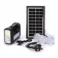 Kit Panou Solar Lanterna LED USB 3 Becuri, 6V 4Ah COB GdPlus GD8017 foto