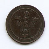 Suedia 2 Ore 1881- Oscar II (litere mari) Bronz, 21 mm KM-746, Europa