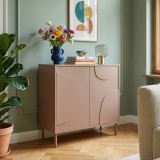 Comoda living Holea cu 2 usi, maro mocha, 75x70x34 cm