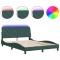 Cadru de pat cu LED fara saltea, verde inchis, 140x200 cm, catifea