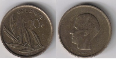 BELGIA 20 FRANCS FRANCI 1982 ** foto