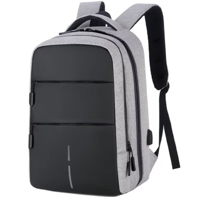 Rucsac Pufo Premium compartimentat pentru laptop, 45 x 32 cm, gri deschis foto