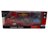 Set Tir Cars cu 4 Mașinuțe, Camion Transportor Disney Pixar Lightning McQueen, Cruz Ramirez, Jackson Storm, Plastic, 3 ani+