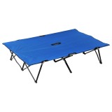 Outsunny Pat de campanie dublu pliabil pentru 2 persoane p&acirc;nă la 136 kg 193 x 125 x 40 cm poliester Oxford metal albastru | Aosom Romania