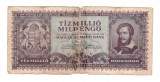 Bancnota Ungaria 10000000 pengo 24 mai 1946, circulati, rupti si lipiti cu scoci